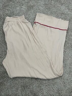 Free People Intimately Cream Wide-Leg Lounge Pants with Pink Accent